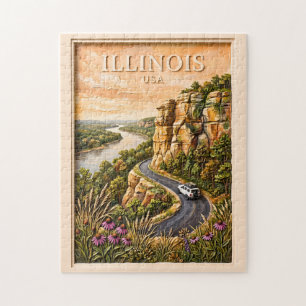 Illinois Roadtrip Vintage Flussklippen Landschaft