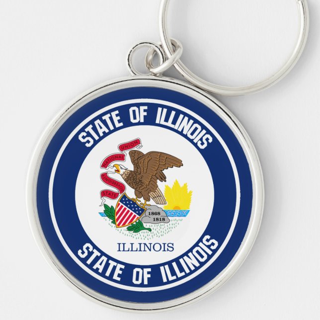 Illinois Round Emblem Schlüsselanhänger (Vorne)