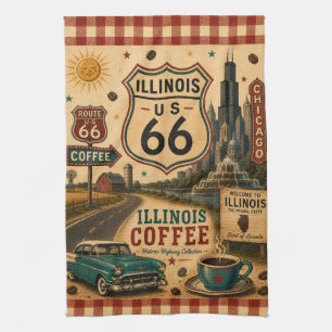 Illinois Route 66 Coffee Diner Roadside Charme Geschirrtuch