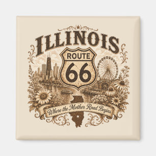 Illinois Route 66 Mother Road Kühlschrank-Andenken Magnet