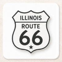 Illinois Route 66 Retro Weißer Schild Untersetzer