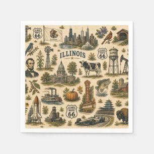 Illinois Route 66 Tisch Skyline Serviette