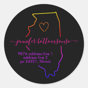 Illinois Rücksendeadresse Signature Regenbogen Runder Aufkleber