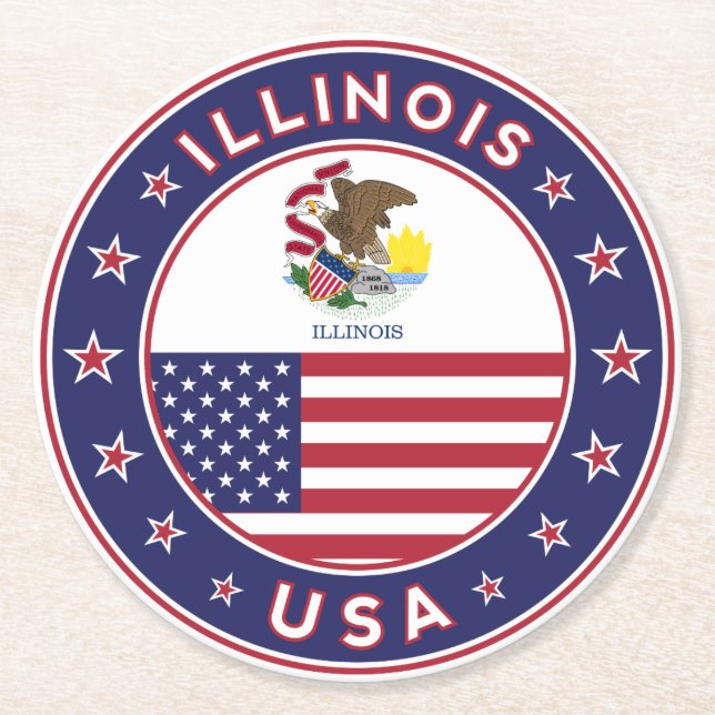 Illinois Runder Pappuntersetzer (Vorderseite)