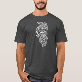 Illinois Schwarz-Weiß-Karte Scoop T-Shirt