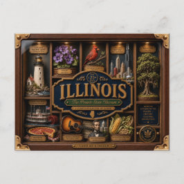 Illinois Shadow Box 3D Figurine Staat Postkarte