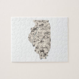 Illinois Shaped Vintag Picture Map