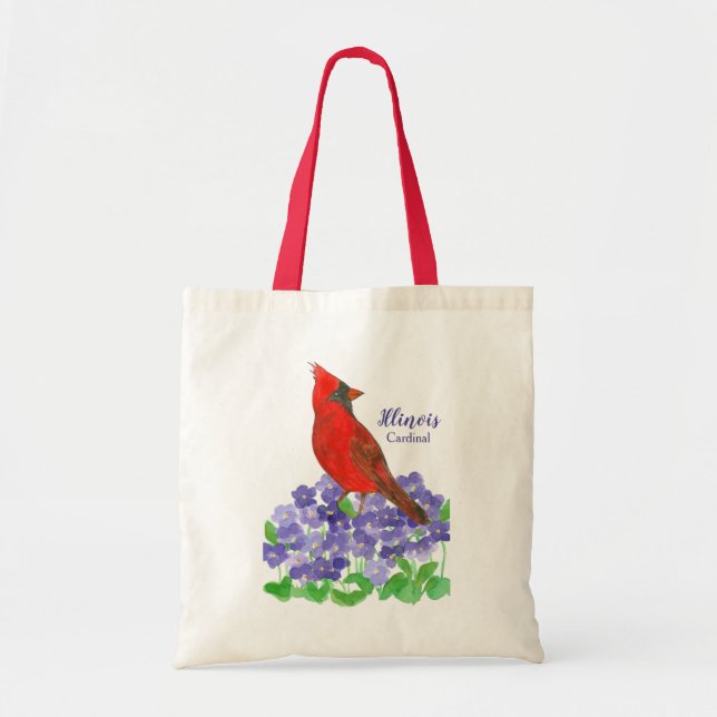 Illinois Souvenir Bird Kardinal Lila Violetten Tragetasche (Vorne)