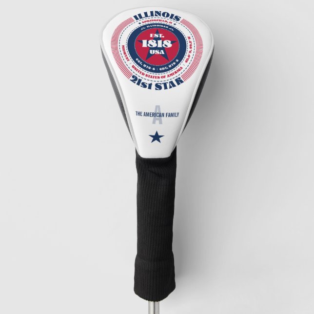 Illinois Staat Circle Custom Golf Head Cover Headcover (Vorderseite)