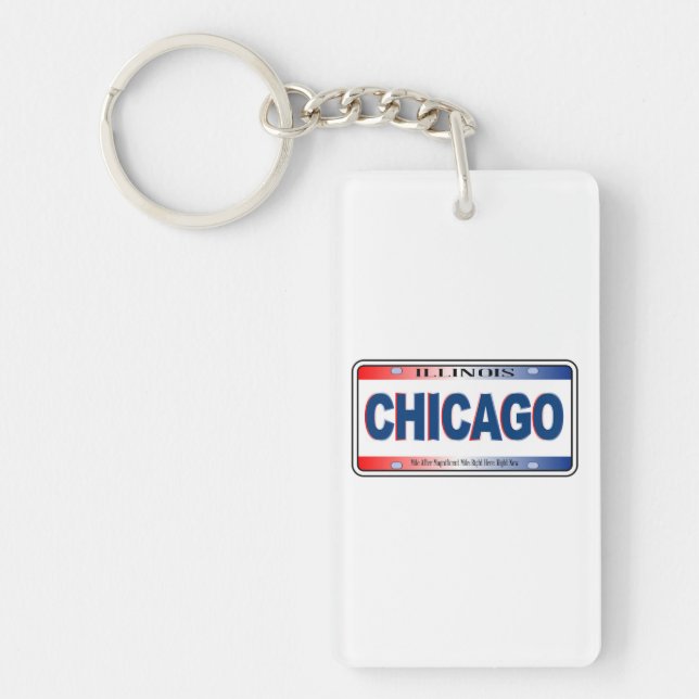 Illinois Staat License Plate Chicago City Schlüsselanhänger (Vorderseite)