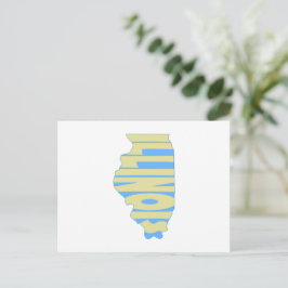 Illinois Staat Name Word Art Yellow Postkarte