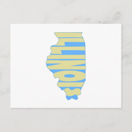 Illinois Staat Name Word Art Yellow Postkarte