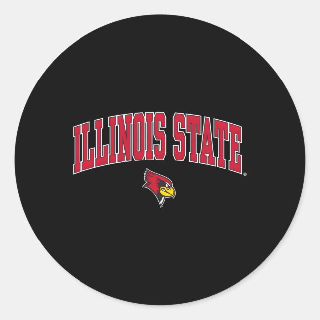 Illinois Staat Redbirds Arsch über Schwarz Runder Aufkleber (Vorderseite)