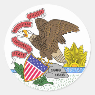 Illinois-Staats-Flagge Runder Aufkleber