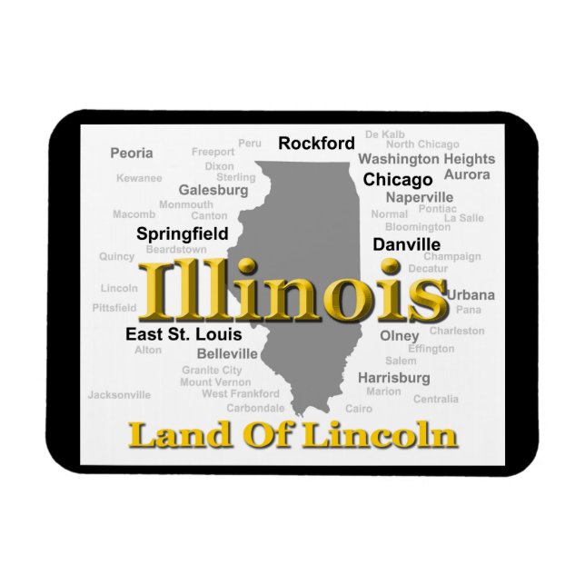 Illinois Staatsstolz Map Silhouette Magnet (Horizontal)
