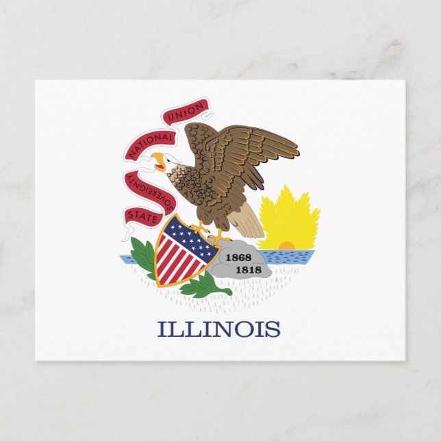Illinois State Flag Land of Lincoln Eagle Seal Postkarte (Vorderseite)