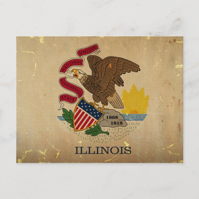 Illinois State Flag VINTAG.png Postkarte (Vorderseite)