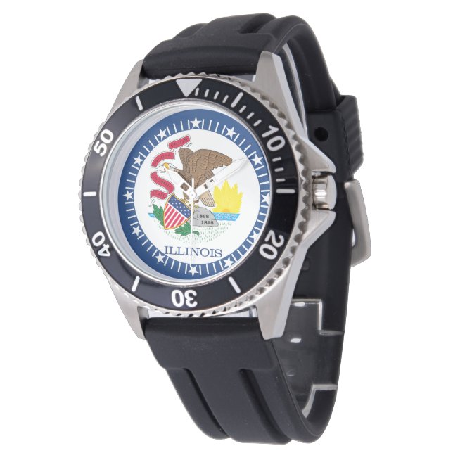 Illinois State Flag Watch Design Armbanduhr (Schrägansicht)