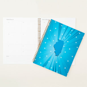 Illinois State Silhouette Blaue Sternenexplosion Planer