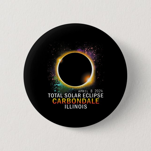Illinois Total Solar Eclipse 8. April 2024 Button (Vorderseite)