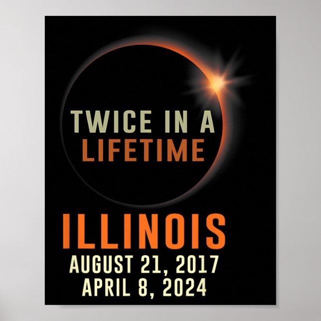 Illinois Total Solar Eclipse zweimal im Leben 2 Poster (Vorne)