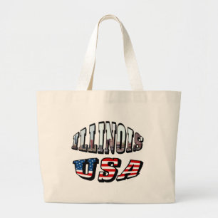 Illinois USA Flag & Staat Foto Text Jumbo Stoffbeutel