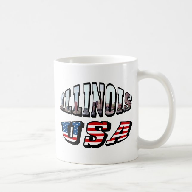Illinois USA Flag & Staat Foto Text Kaffeetasse (Rechts)