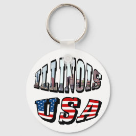 Illinois USA Flag & Staat Foto Text Schlüsselanhänger
