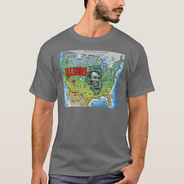 Illinois USA Map T-Shirt (Vorderseite)