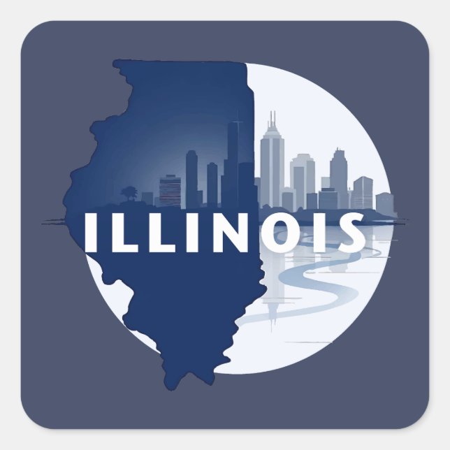 Illinois USA Quadratischer Aufkleber (Vorderseite)