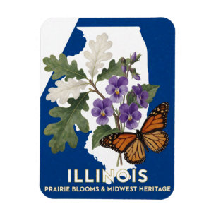 Illinois Veilchen- und Monarchfalter-Symbole Magnet