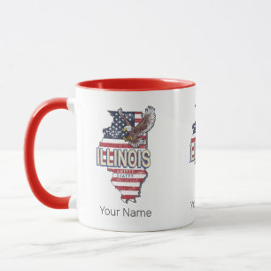Illinois Vereinigte Staaten Adler Retro Karte Vint Tasse