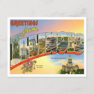 Illinois Vintage Große Buchstaben Postkarte