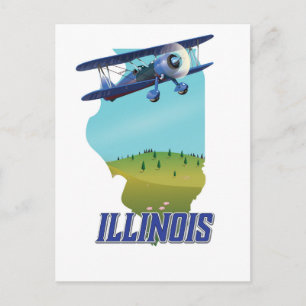 Illinois Vintages Kartenreiseplakat Postkarte