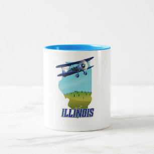 Illinois Vintages Kartenreiseplakat Zweifarbige Tasse