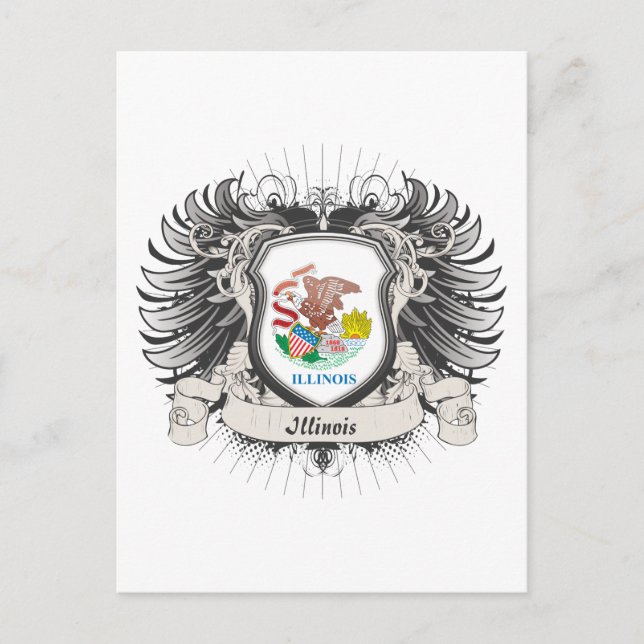 Illinois Wappen Postkarte (Vorderseite)