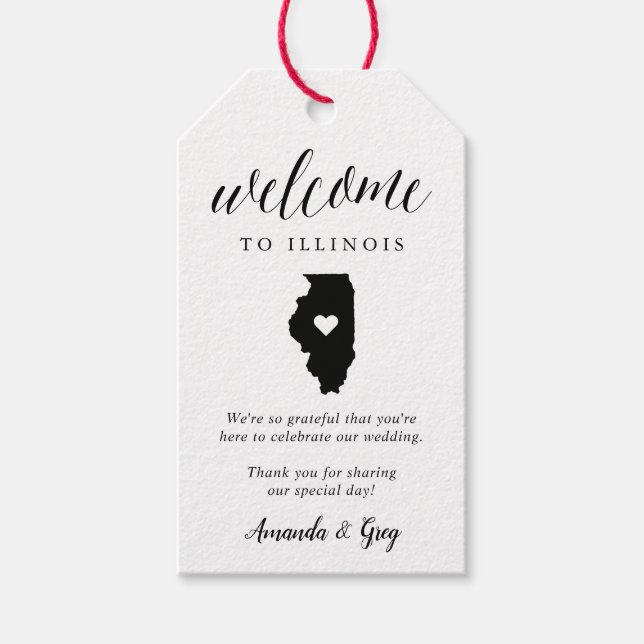 Illinois Wedding Welcome Geschenkanhänger (Vorderseite)