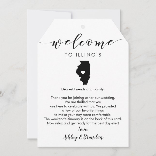Illinois Wedding Welcome Tag, Letter Itinerary (Vorderseite)