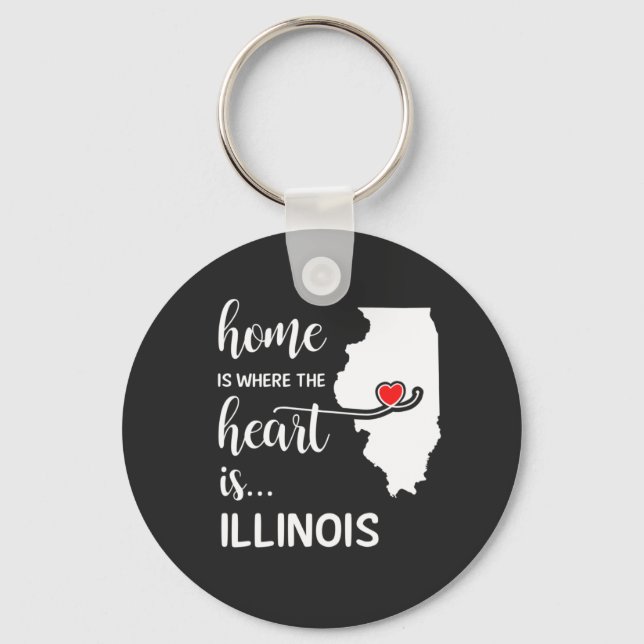 Illinois Zuhause ist das Herz Schlüsselanhänger (Vorderseite)