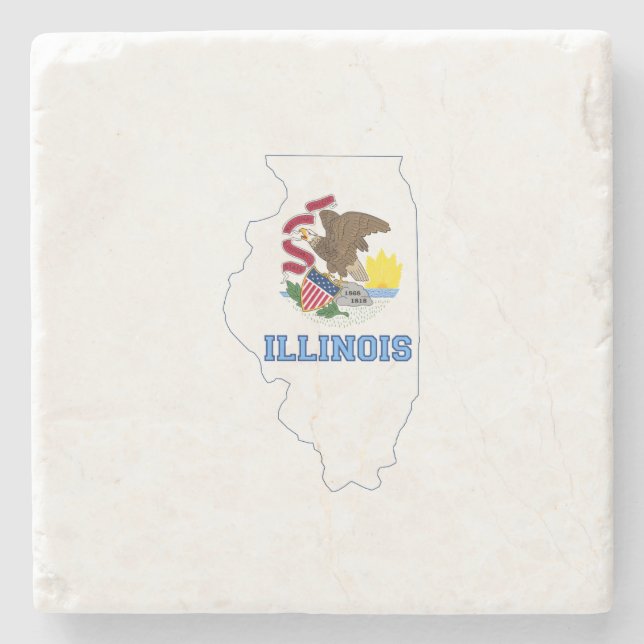Illinoise State Flag und Karte Steinuntersetzer (Vorderseite)