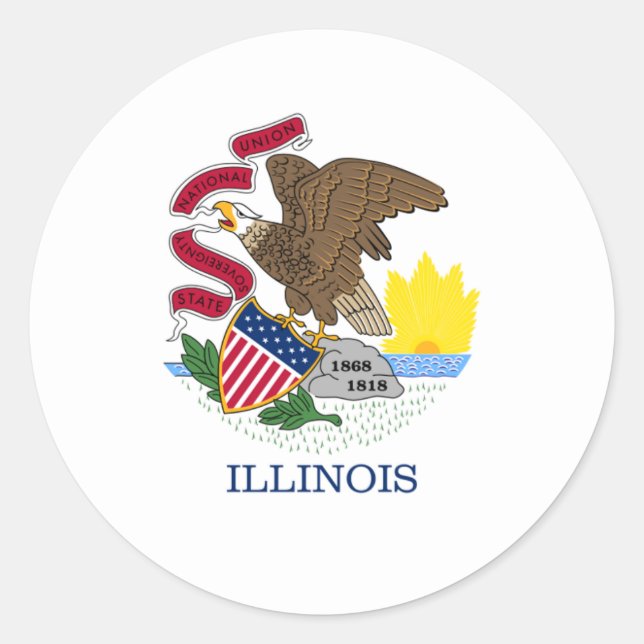 Illinoistische Flagge, Flagge Illinois Runder Aufkleber (Vorderseite)