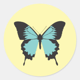 Illsima Butterfly Yellow Runder Aufkleber