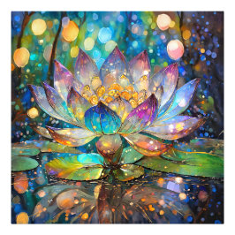 Illuminated Blooming Lotus Flower Fotodruck