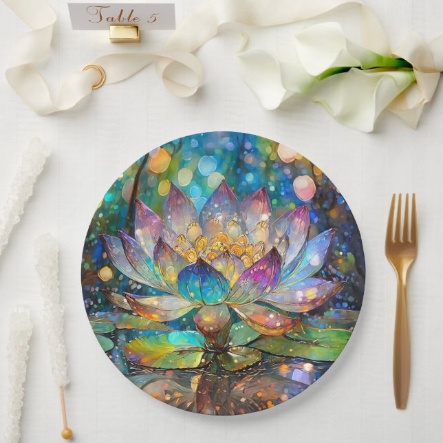 Illuminated Blooming Lotus Flower Pappteller (Hochzeit)