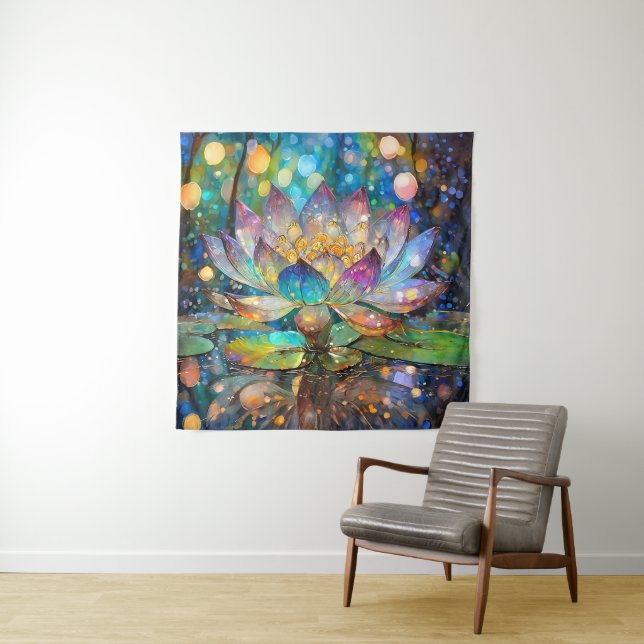 Illuminated Blooming Lotus Flower Wandteppich (Beispiel)