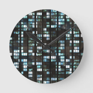 Illuminated windows pattern runde wanduhr