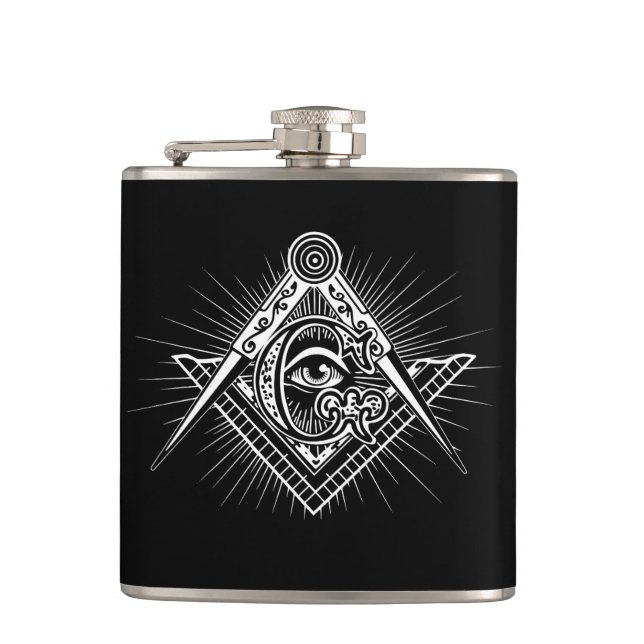 Illuminati Alle sehen Auge Freemason Symbol Flachmann (Vorderseite)