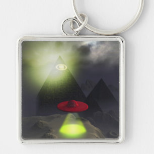 Illuminati Pyramide und UFO-Schlüsselanhänger Schlüsselanhänger