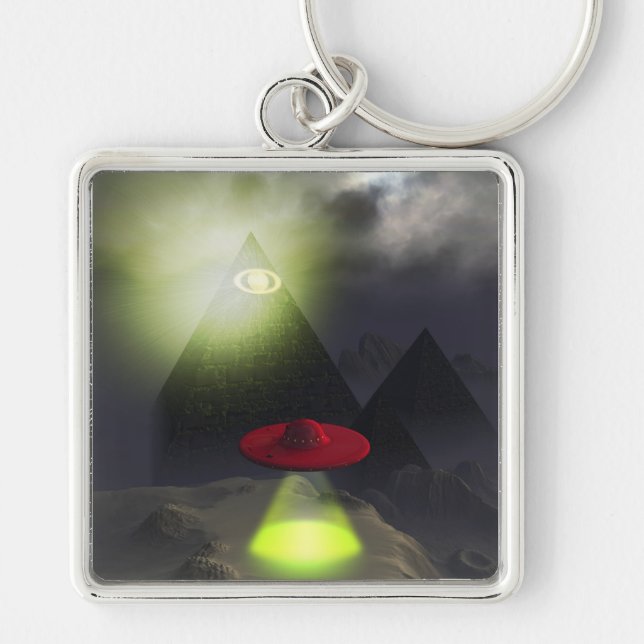 Illuminati Pyramide und UFO-Schlüsselanhänger Schlüsselanhänger (Vorne)