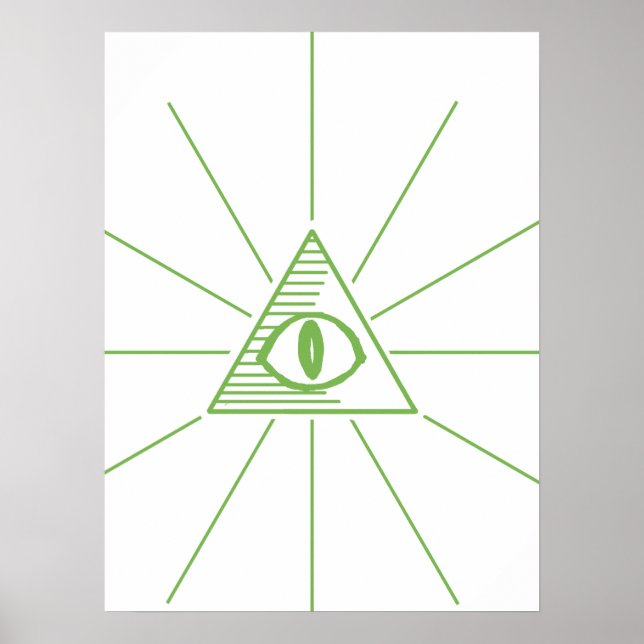 Illuminati Triangle Eye Green Poster (Vorne)